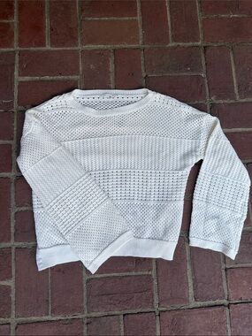 Endless Rose White Open-Knit Crewneck Sweater